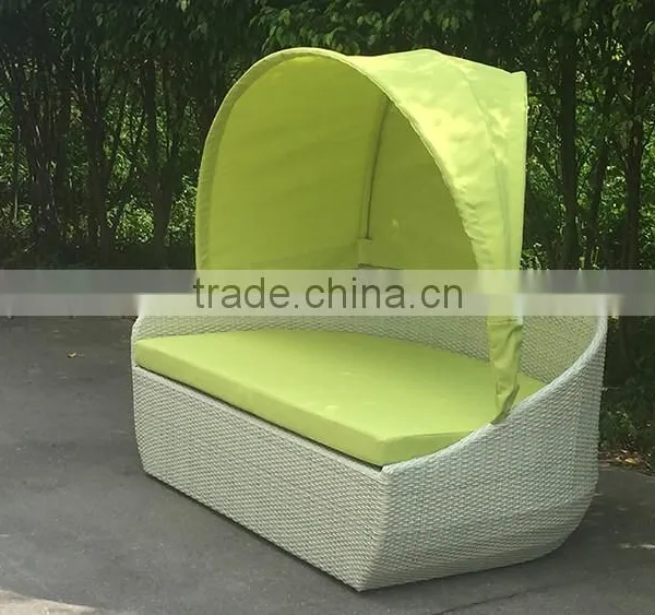 New Style Outdoor Rattan Sun Bed With Canopy photo-4