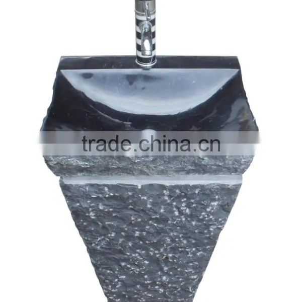 Nero Marquina Marble Pedestal Sink Free Standing Sink photo-6