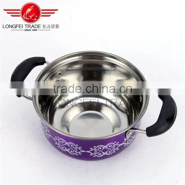 New Design 5pcs Colorized Stainless Steel Soup Pot Kitchen Cookware With Decal photo-5
