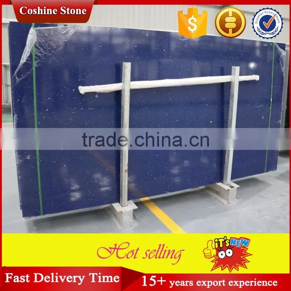 2 cm Thickness Starlight Sea Blue Quartz Slab photo-2
