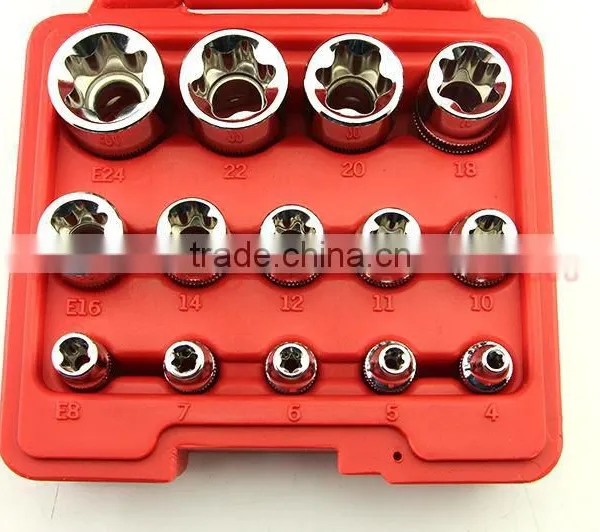 14pcs 1/4 3/8 and 1/2 Drive E-type Socket Set Star Socket Wrench photo-2