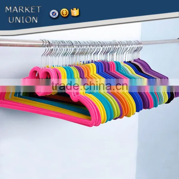 ABS Plastic Heart Shape Antiskid Velvet Hangers Flocking Clothes Hanger With Pulley,ABS,Nylon Villi,Chrome Plated Hook photo-5