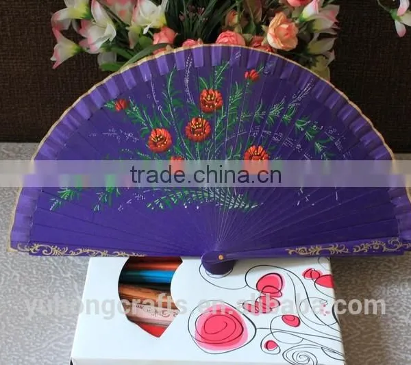 Paintedd Spanish Fan With Wood Ribs photo-2