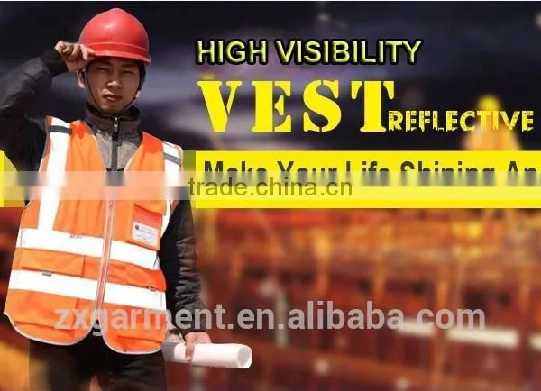 2017 ZX Men's Reflective Tape Workwear Working Vest photo-3