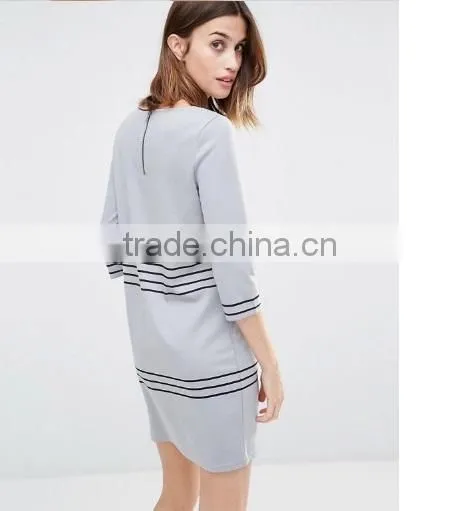 Shift Dresses, Loose Casual Short Sleeve Stripe Fashion Dress photo-4