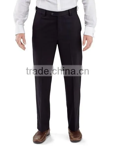 Men's Cotton Plain Front Straight Leg Dress Pants photo-4