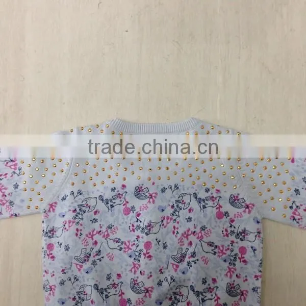 Girl's Cotton Printing Cardigan Sweater With Hotfix Rhinestone photo-4