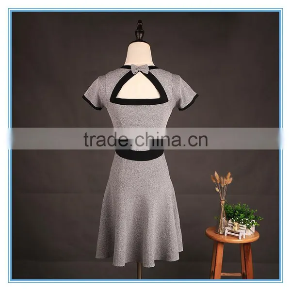 Modern Knit Halter Dress Hollow Out Back Sexy Mature New Ladies Dress photo-3