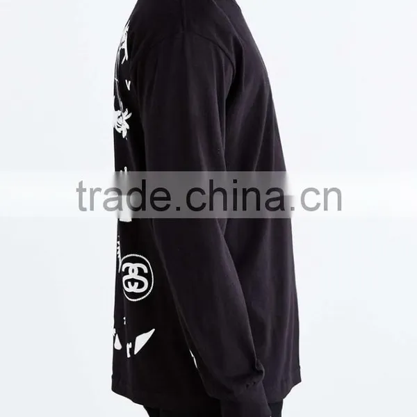 Black Long Sleeve Roach Plain T-shirts for Men photo-2
