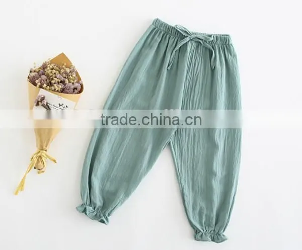 Boys and Girls Pure Color Cotton Lantern Pants Children's Clothing Wavy Striped Pants photo-5