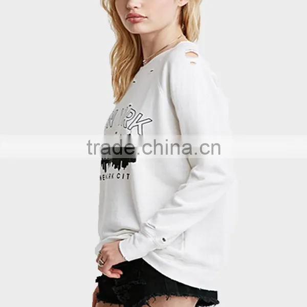 2015 Ladies New Fashion Hole Sweater 100%Jersey Sweater photo-2
