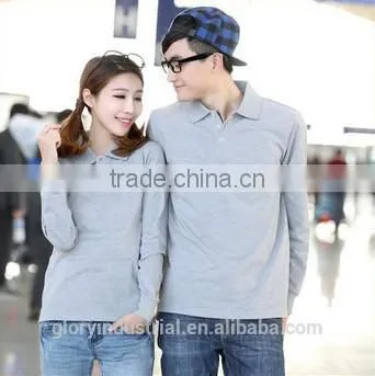 New Design Couple Long Sleeve Pique Polo Shirt photo-2
