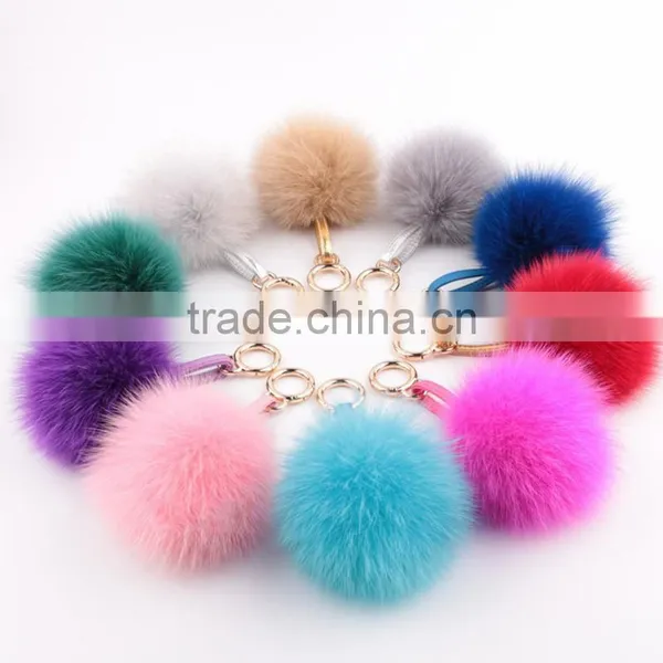 Myfur Custom Beautiful Colors Large Fox Fur Ball Phone Pendant Fox Fur Pompom Key Chain photo-6