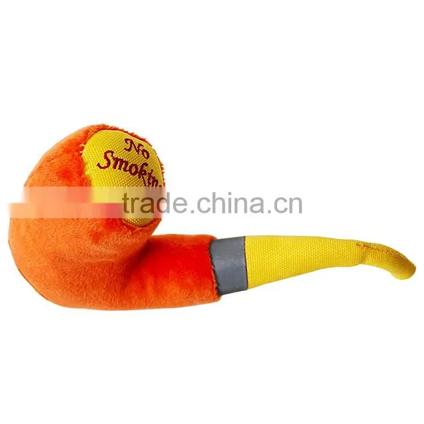 No Smoking Plush Pipe Squeaky Funny Dog Chew Toys photo-2