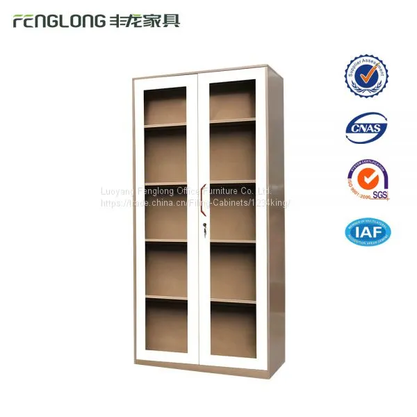 Office Furniture 2 Door Steel Filing Cabinet With Glass Doors for Display photo-2