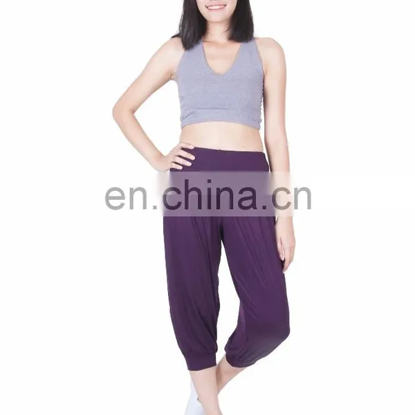 Women's Solid Capri Yoga Pants Rayon Spandex Harem Palazzo Trousers photo-3