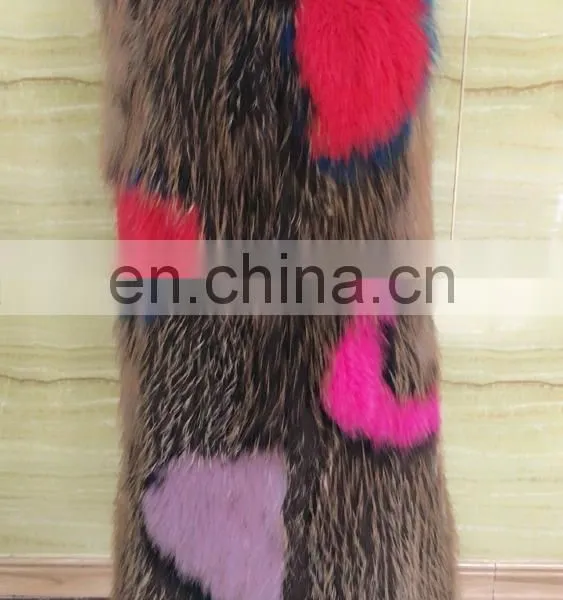 Real Fox Fur Vest With Irregular Bright Pattern Long Waist for Women photo-3