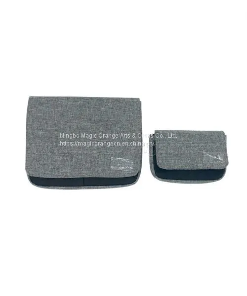 BG2013 Grey Imitation Linen Fabric Flap Bag Storage Bag Small size