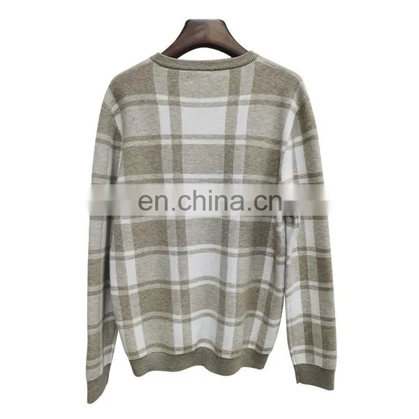 DiZNEW Custom Logo Printed Men Sweaters Long Sleeve Bulk Plaid Pullover Sweaters photo-2
