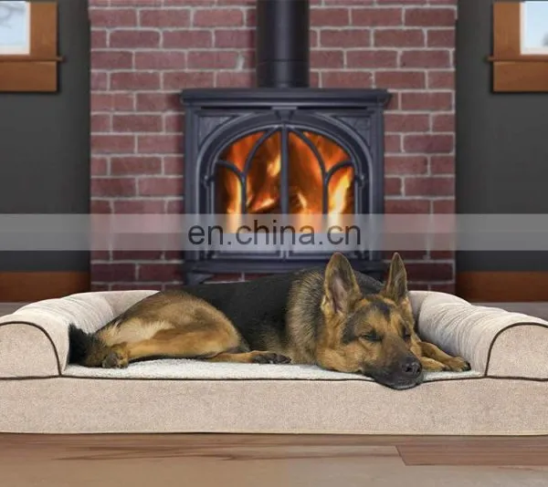 High Quality Dog Bed Memory Foam Faux Fleece Pet Sofa Luxury Ped Bed With Waterproof Liner photo-6