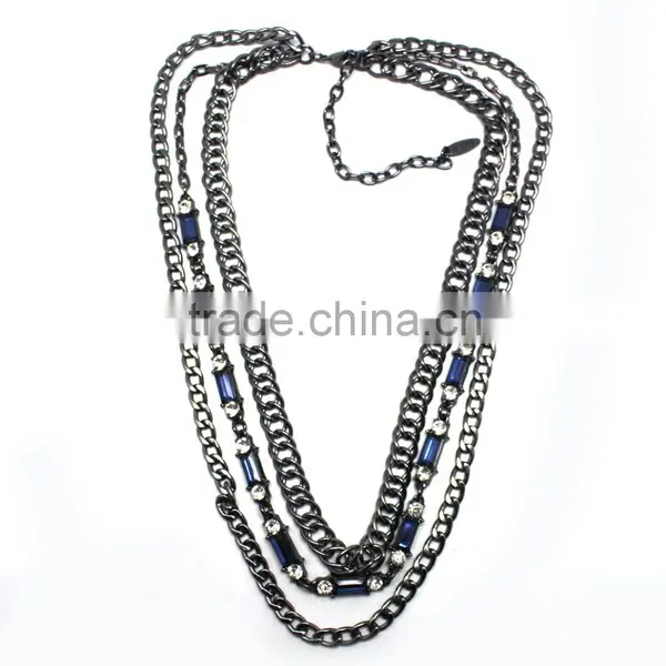 2015 New Arrival Wholesale Fashion Jewelry Set Three Layer Plating Alloy Long Chain Necklace Jewelry Set photo-5