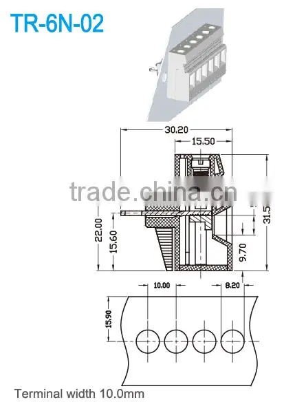 Electrical Feedthroughs Terminal Blocks With 10.0mm Pitch photo-2