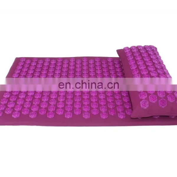 Organic Certified Cotton Canvas Plastic Acupressure Mat and Pillow Set photo-2