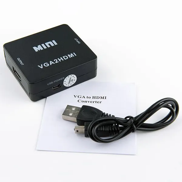 1080P Mini Vga2Hdmi Video RCA Converter Adapter Vga To HDTV Pc To Tv VGAtoHdmi