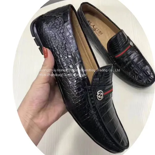Thailand Crocodile Leather Shoes Men's Genuine Leather Breathable Beanie Shoes Authentic Business Casual Shoes British Tide photo-3
