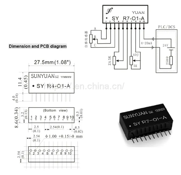 Potentiometer/Sensor Resistance/Electrical Ruler Signal to 4-20mA/0-5V/0-10V Transmitter Sy (ISO) R-P-O photo-2