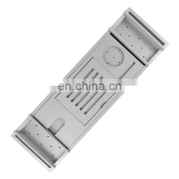 Design Wood Bamboo Silver Luxury Bathtub Caddy Bamboo Bath Tub Tray With Extending Sides Shower Organizer photo-5