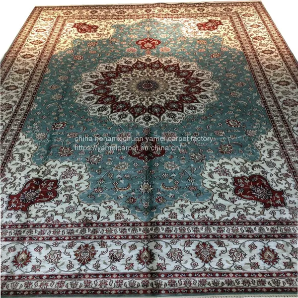 Light Blue Carpet Handmade Silk Persian Carpets 6x9ft photo-5