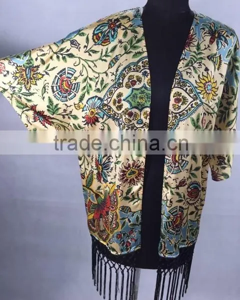 The Latest Tassel Printing Kimono Cardigan Types Ladies' Blouse photo-3