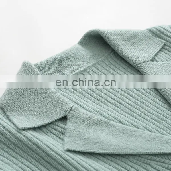 Women's Ribbed Knitted Winter Shirt Slim Fit Cashmere Cardigan With Button Decoration Formal Solid Pattern Factory Wholesale photo-4