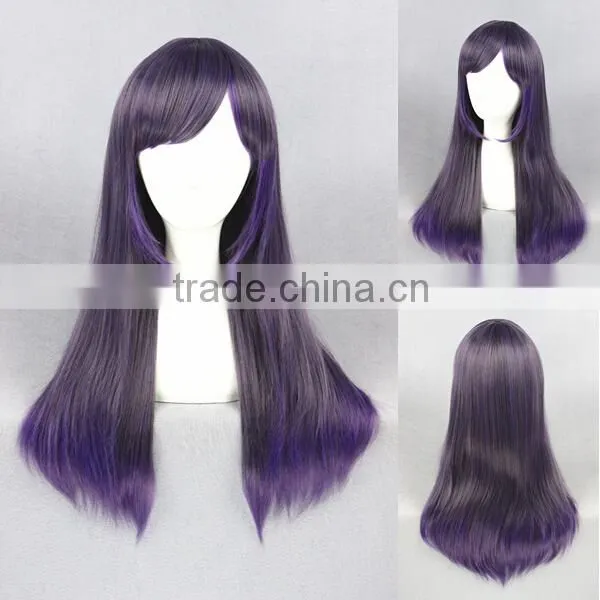 Wholesale 65CM Funny Medium Straight Purple Ombre Colors Women Lolita Costume Synthetic Hair Wig
