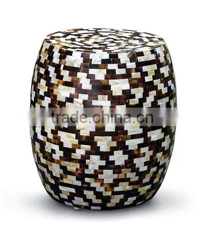 High Quality Best Selling Round Mother of Pearl Mosaic Stool From Vietnam