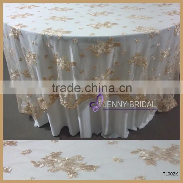 TL002P1(5) Factory Outlet Cheap Wedding White Embroidered Lace Table Overlays photo-3