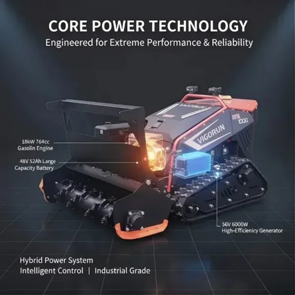 Vigorun MTSK1000 Remote Control Mulcher Self-Locking Motor Working Degree 35° Mower Forestry Machinery