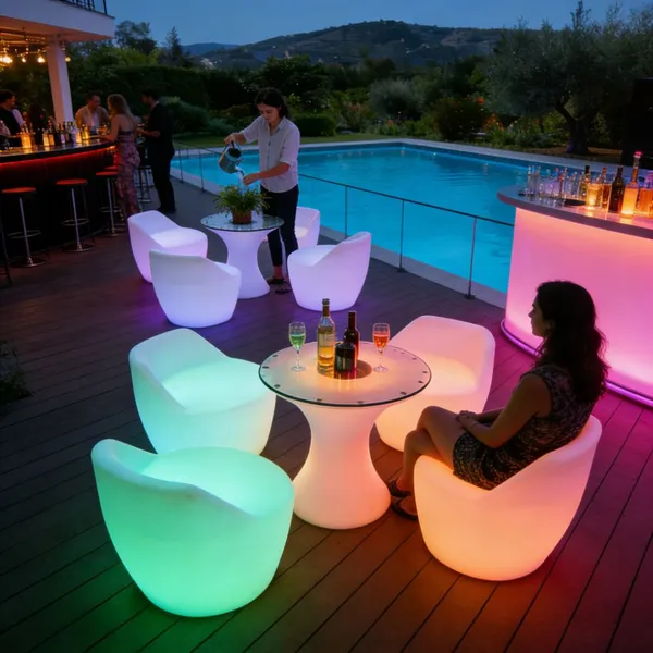 IP65 Waterproof Luminous Table Chair Set 16 Color Changing Design Fit for Outdoor Events Hotels Bars photo-5