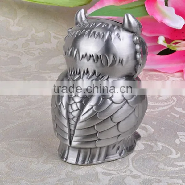 Zinc Alloy Owl Piggy Bank Metal Crafts Decoration photo-2