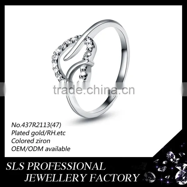 Prong Setting Heart Shape Silver Diamond Wedding Ring Fashion Ring With Big Stone photo-3