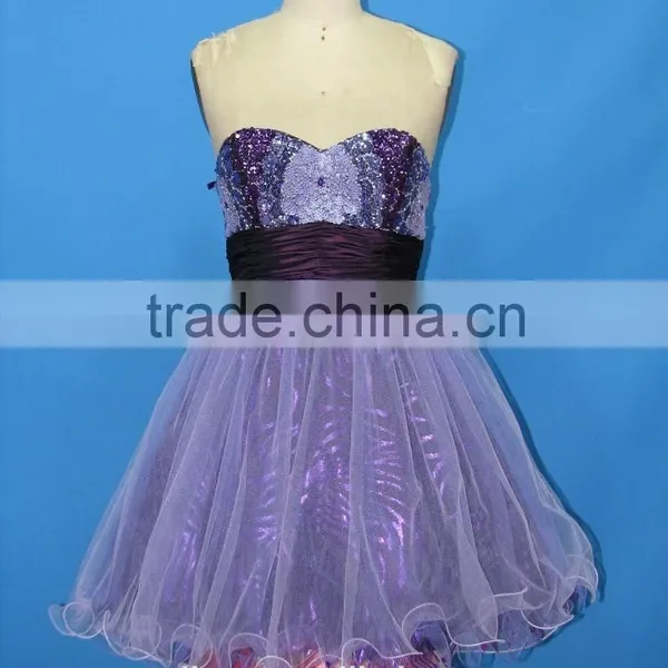 China Homecoming Dresses Purple Short Puffy Evening Dress Wholesale photo-2