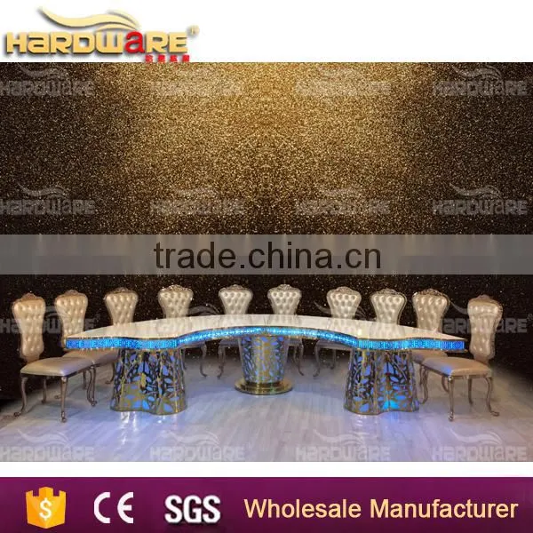 Dubai Half-moon Design Crescent Table LED Stainless Steel Banquet Table photo-6