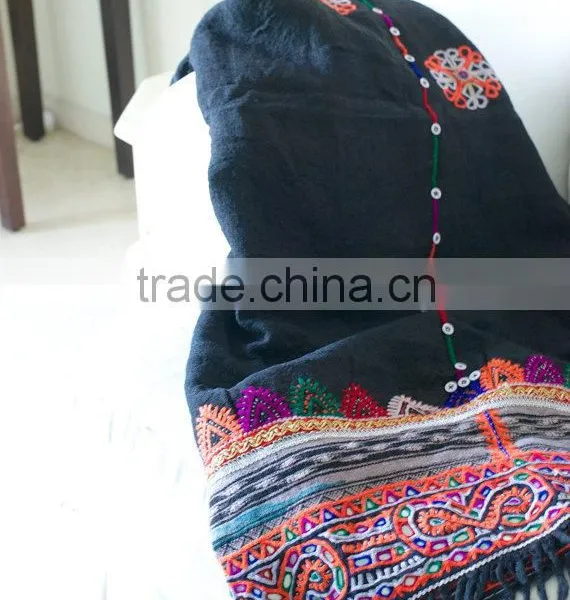 Gypsy Kutch Rabari Blanket Throw Rabari Tapestry Wall Hanging Antique Rabari Scarve Vintage Rabari Shawl photo-4