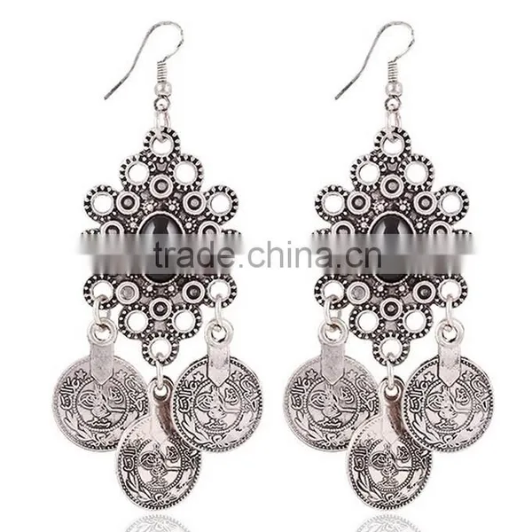 Indian Tribal Ethnic Earrings, Old Tribal Silver, Ethnic Tribal Jewelry,Boho Tassel Earrings,Aztec Earrings