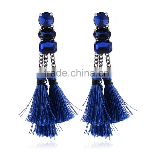 2016 A-bomb Wholesale Fashionable Golden Beaded Tassel Earrings