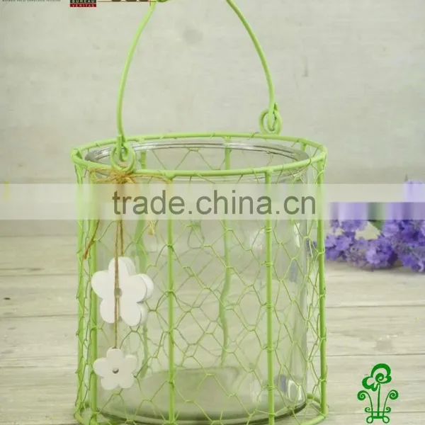 Decorative Wire Mesh and Glass Flower Pot photo-2