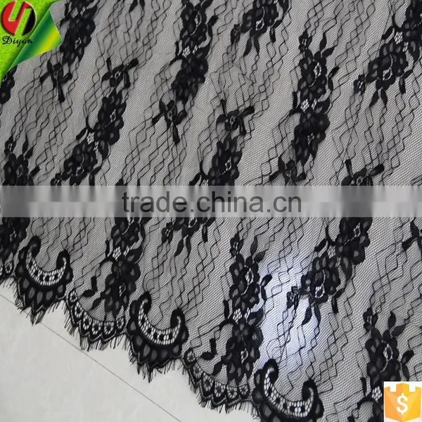 Factory Direct Cash #BY7509 Black Nylon Eyelash Fabric for Wedding Dresses photo-3