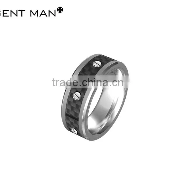 Fashion Jewelry 2016 for Man Titanium Wedding Band Ring Black Carbon Fiber Ring Wedding Rings photo-5