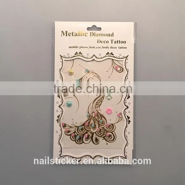 Custom Hot Sale Rhinestone Metallic Tattoo Acrylic Foil Temporary Tattoo Stickers photo-4